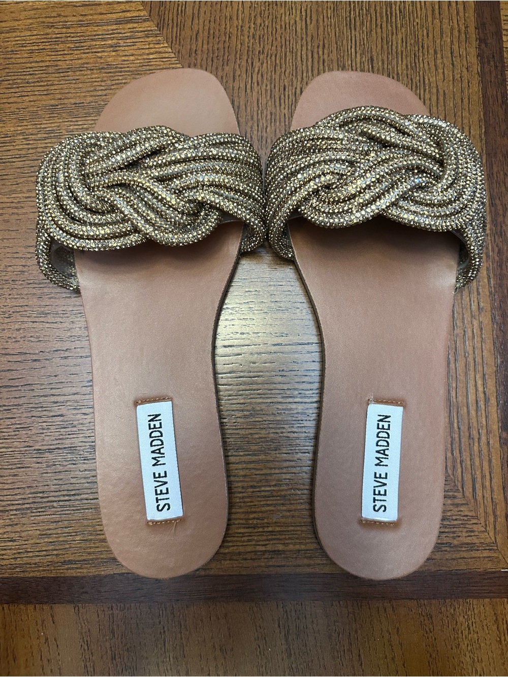Steve Madden Gold Braided Slide Sandals - Women's